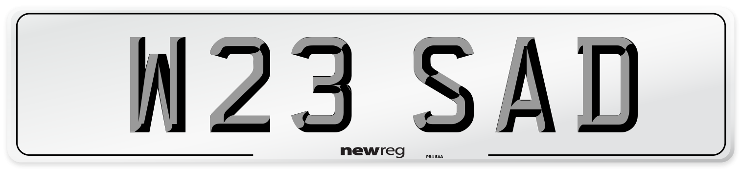W23 SAD Number Plate from New Reg